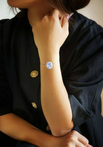 Blue Agate Cameo Bracciale Con Argento Sterling 925 MADE IN ITALY, Cameo Jewelry- mostra il titolo originale