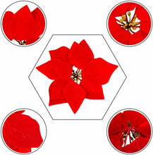 Carica l'immagine nel visualizzatore di Gallery, HMILYDYK 20PCS Christmas Decor fiori artificiali rosso stella di Natale...