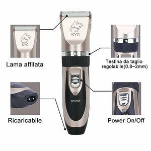 Kit Tosatrice Professionale Per Cani, Tosatore Elettrico con 4 Pettini