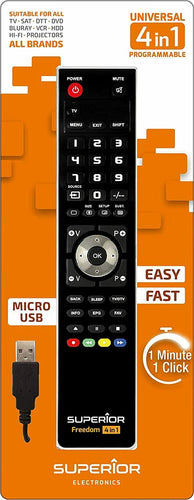 Telecomando universale con attacco micro USB, Programmabile, 4 banchi di memoria