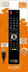 Telecomando universale con attacco micro USB, Programmabile, 4 banchi di memoria