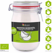 Carica l'immagine nel visualizzatore di Gallery, Barattolo da 1 L di olio di cocco Biologico, Deodorato aroma Nativo, No glutine
