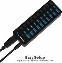 Carica l'immagine nel visualizzatore di Gallery, Sabrent Hub USB 3.0 10 Porte 60W con Singoli Interruttori di 10 Port