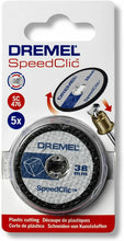 Carica l'immagine nel visualizzatore di Gallery, 5 x Dischi da taglio per mini drill per tagliare plastica, 38 mm Dremel SC476
