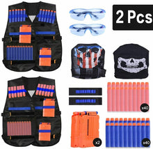 Carica l&#39;immagine nel visualizzatore di Gallery, 2 x Gilet tattico, Gioco con pistole compatibile per accessori Nerf + 80 dardi