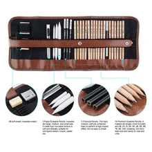 Carica l'immagine nel visualizzatore di Gallery, MEIRUIER 29 Pezzi Set da Disegno Matite Grafite Carboncino Penne Gomme 29pcs
