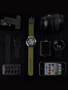 2 pezzi di ricambio in nylon cinturini orologi, verde militare e nero 22 mm
