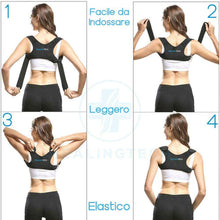 Carica l'immagine nel visualizzatore di Gallery, HEALINGTECH Fascia Posturale Spalle e Schiena Correttore Postura Uomo e Nero