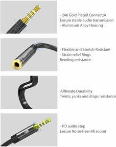 Cavo Splitter Audio Stereo Cuffie Microfono attacco Jack 3.5 mm, adattatore 20cm