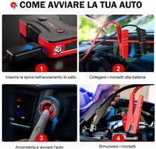 Carica l'immagine nel visualizzatore di Gallery, YABER Avviatore Batteria Auto 800A 12800mAh Emergenza per Rosso