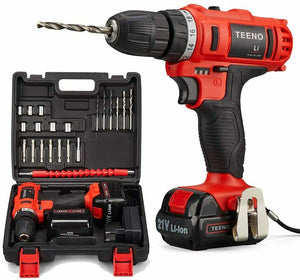 TEENO Avvitatore a Batteria 21V, 2 Velocità Trapano a Batteria, 2 Batterie...