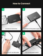 Carica l&#39;immagine nel visualizzatore di Gallery, Adattatore per HDD SSD esterni da 2.5&quot; e 3.5&quot;, Attacco SATA IDE USB 3.0, DC 12 V