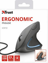 Carica l'immagine nel visualizzatore di Gallery, Mouse verticale cablato con sensore fino a 1600 DPI, Ergonomico, Trust Verto