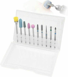 GeekerChip Punte Fresa Unghie[10 Pcs],Spazzola per Polveri la c.10 in 1