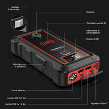 Carica l'immagine nel visualizzatore di Gallery, YABER Avviatore Batteria Auto, 2500A 23800mAh Emergenza per rosso