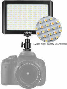 Andoer 192 Faretto a Led Fotografia, Dimmerabile 3200K-6000K Video Luce, Nikon