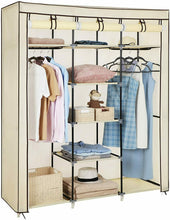 Carica l'immagine nel visualizzatore di Gallery, Armadio Guardaroba Appendiabiti In Acciaio e Tessuto 175 x 150 x 45cm, Beige