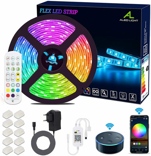 Striscia LED 5M WiFi, Luminosa 5050 RGB SMD 150led...