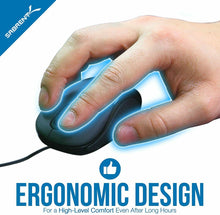 Carica l&#39;immagine nel visualizzatore di Gallery, Mini Mouse da portatile Viaggio USB Sabrent con cavo retrattile, 1200 DPI, Nero