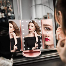 Carica l'immagine nel visualizzatore di Gallery, WEILY Specchio di Vanity Trifold dello Trucco Illuminato Oro Rosa