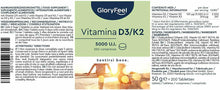 Carica l&#39;immagine nel visualizzatore di Gallery, Vitamina D3 + K2 200 Compresse, 5000 UI Vitamina D, 200 µg Vitamina K, Supporto