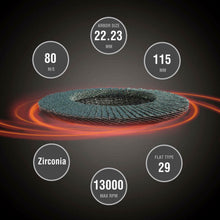 Carica l'immagine nel visualizzatore di Gallery, WORKPRO Disco Lamellare 10 Pezzi per Smerigliatrice Angolare, Ø 115 mm, Grana 80