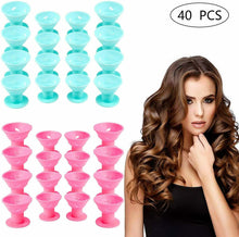 Carica l&#39;immagine nel visualizzatore di Gallery, 40 x Bigodini in silicone morbido per capelli, Hair style, Colorati blu e rosa