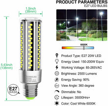 Carica l&#39;immagine nel visualizzatore di Gallery, 2 x Lampadine domestiche LED con attacco E27 20W 2500 LM 6000 K, Luce fredda