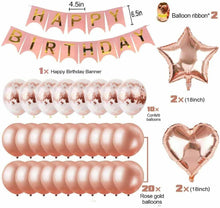 Carica l'immagine nel visualizzatore di Gallery, 50 x Decorazione per compleanno Oro Rosa, Palloncini festone e coriandoli, Festa