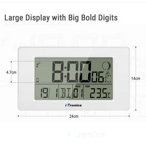 iTronics Orologio Radio da Parete Digitale con Indicatore di Temperatura...