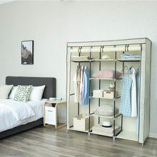 Carica l'immagine nel visualizzatore di Gallery, Armadio Guardaroba Appendiabiti In Acciaio e Tessuto 175 x 150 x 45cm, Beige