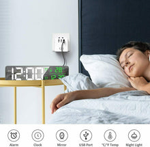 Carica l'immagine nel visualizzatore di Gallery, Sveglia da comodino con ampio display LED, Data temperatura, 40 suonerie, USB
