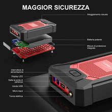 Carica l'immagine nel visualizzatore di Gallery, Avviatore d'emergenza per batterie auto, Jump Starter Booster 800A 12000mAh 12V