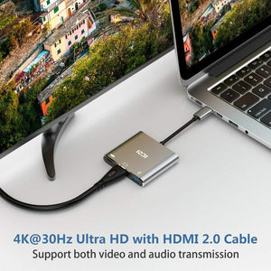 ICZI Adattatore USB C HDMI 4K, 3 in 1 Hub Type-C 2.0, 3.0 3 1