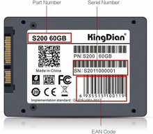 Carica l&#39;immagine nel visualizzatore di Gallery, SSD da 60GB 2.5&quot;, Unità a stato solido con tecnologia NAND 3D SATA III, KingDian