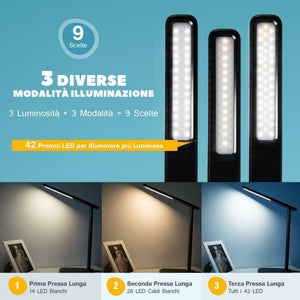 Lampada LED da Scrivania con 42 LED, Efficienza Energetica e Occhi-Cura Nero