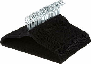 50 x Gruccia nera in velluto con porta pantaloni, Elegante e anti scivolo