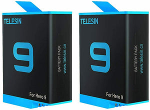 2 x Batterie con Caricabatterie Triplo per Gopro HERO 9 black, Capacità 1750 mAh