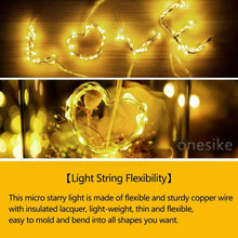 Carica l'immagine nel visualizzatore di Gallery, 12 Stringhe LED a Batteria con Filo da 1mt in Rame, 20 Led per filo Impermeabile