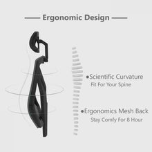 Carica l'immagine nel visualizzatore di Gallery, Hbada Sedia da Ufficio Ergonomica, Scrivania con Poggiapiedi Nero -1