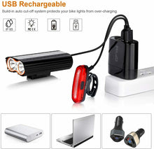 Carica l'immagine nel visualizzatore di Gallery, Kit luci per bicicletta con supporto per manubrio, Faro anteriore LED posteriore