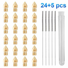 Carica l'immagine nel visualizzatore di Gallery, 24 x Ugelli per stampante 3D MK8, Formato da 0,4 mm + kit per pulizia aghi