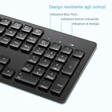 Carica l&#39;immagine nel visualizzatore di Gallery, Tastiera e mouse senza fili con tastierino numerico con ricevitore nano USB Nero