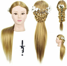 Carica l&#39;immagine nel visualizzatore di Gallery, Testa di manichino per parrucchiere, con capelli in fibra sintetica lunghi...
