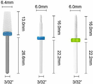7 x Punte per fresa per unghie in ceramica per levigare rimuovere permanente Kit