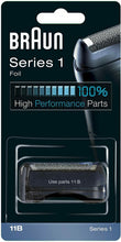Carica l&#39;immagine nel visualizzatore di Gallery, Testina di Ricambio a lamina per Rasoio Elettrico Braun 11B, Series 1, Nero