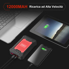 Carica l'immagine nel visualizzatore di Gallery, Avviatore d'emergenza per batterie auto, Jump Starter Booster 800A 12000mAh 12V