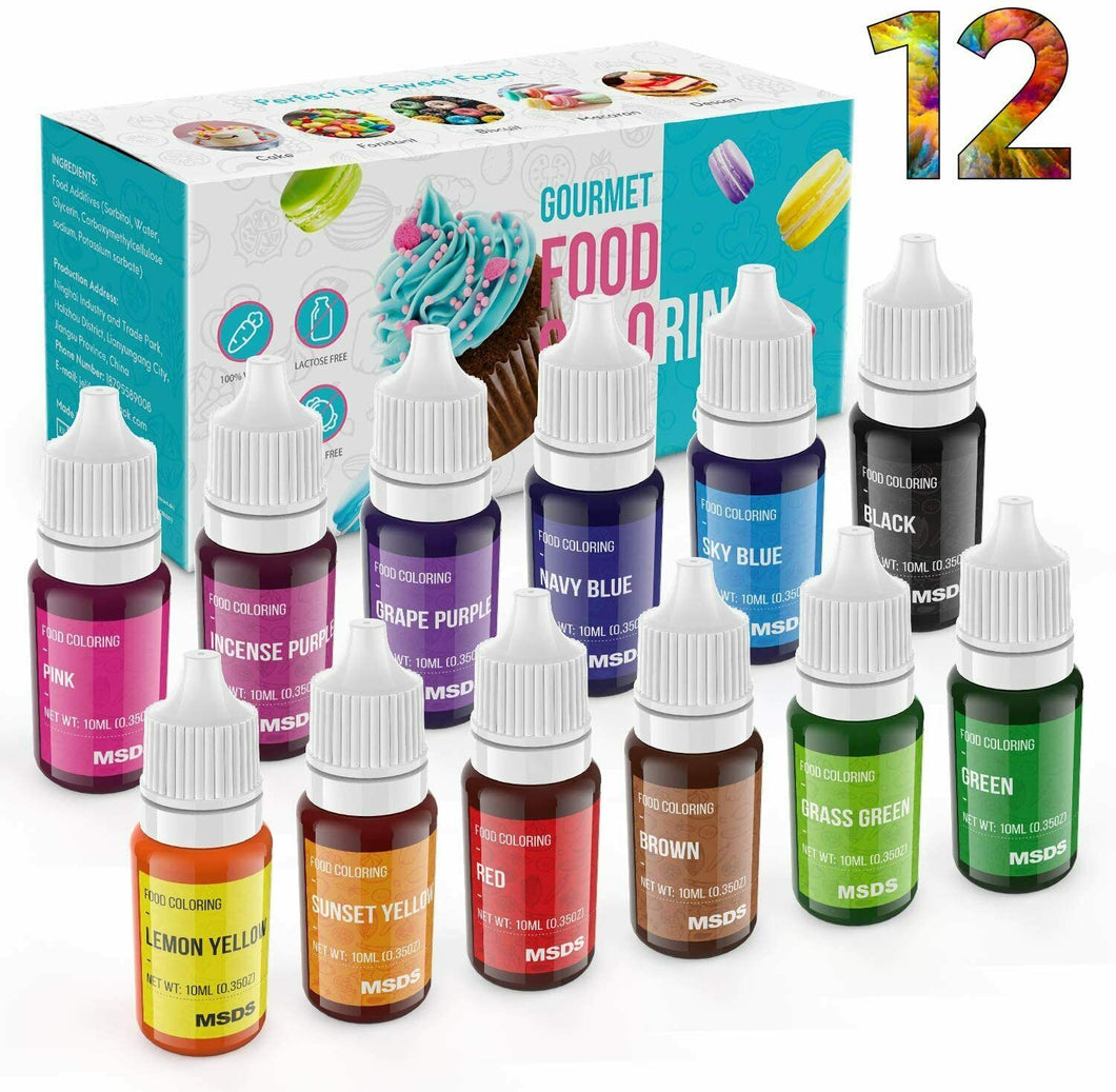 12 x Colori per alimenti, Coloranti alimentari concentrati per dolci decorazioni
