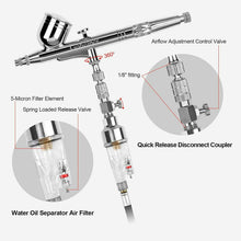 Carica l'immagine nel visualizzatore di Gallery, Gohelper Mini compressore aerografo con Pulizia Pistola Doppia Azione Nero