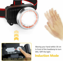 Carica l&#39;immagine nel visualizzatore di Gallery, Lampada frontale ricaricabile tramite USB, Super luminosa 2000 Lm, Regolabile